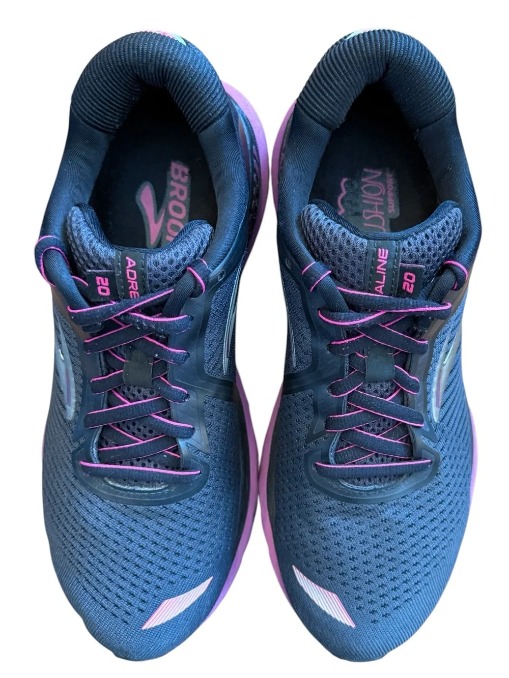 Brooks Adrenaline GTS 20 Running Shoes Women 9 Black Purple Athletic Sneakers